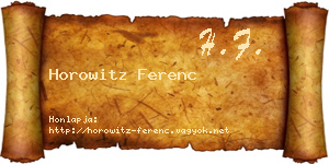Horowitz Ferenc névjegykártya